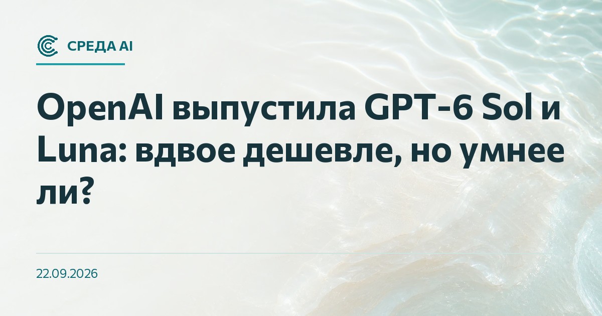 OpenAI выпустила GPT-6 Sol и Luna: вдвое дешевле, но умнее ли?