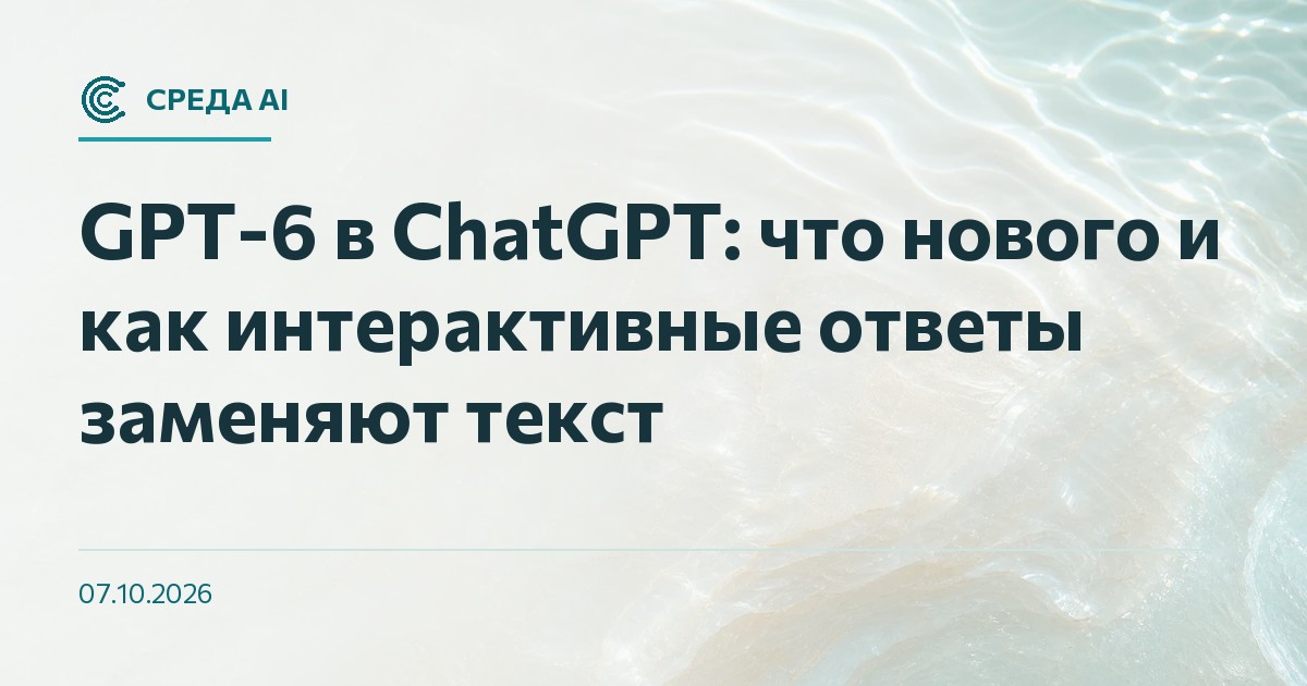GPT-6 в ChatGPT: что нового и как интерактивные ответы заменяют текст