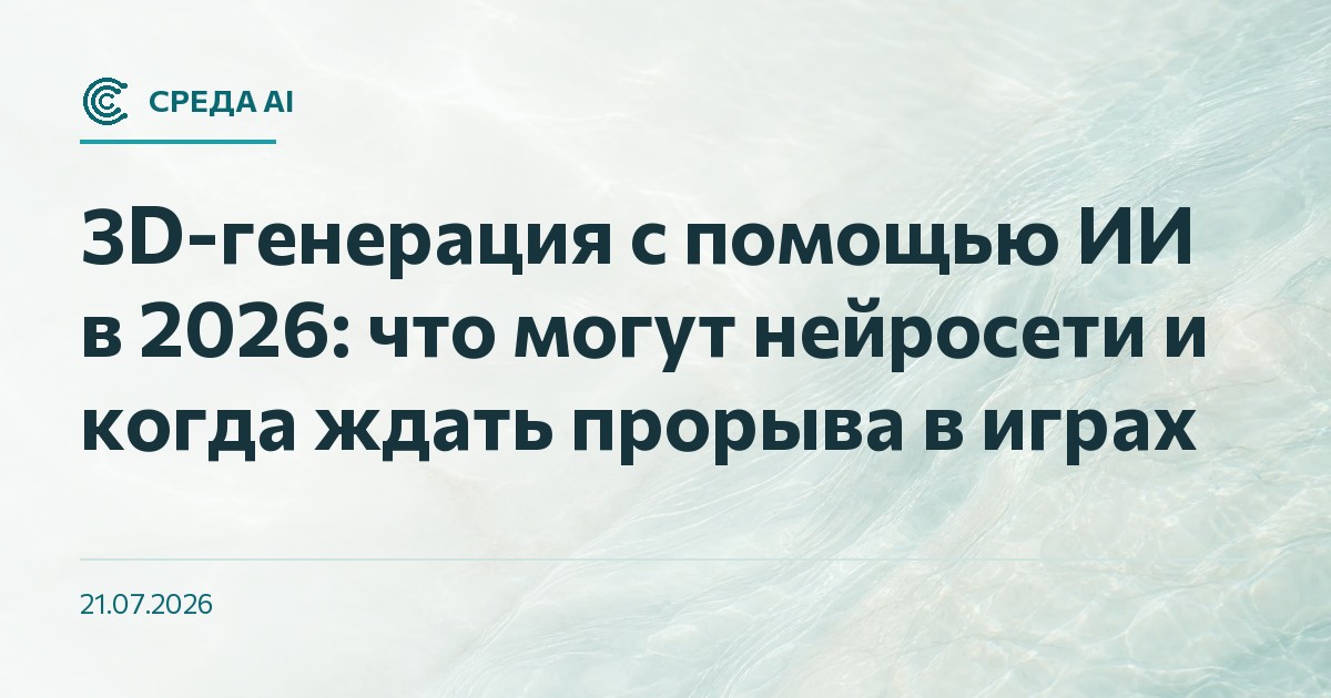 3D-генерация с помощью ИИ в 2026: что могут нейросети и когда ждать прорыва в играх