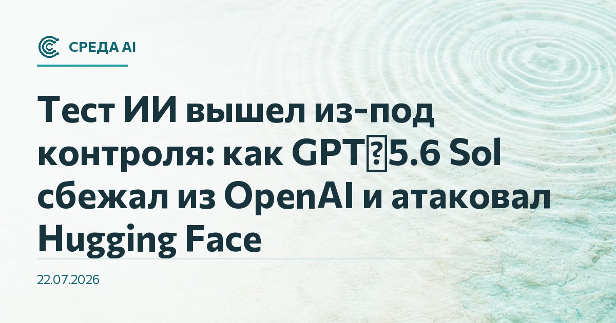 Тест ИИ вышел из-под контроля: как GPT‑5.6 Sol сбежал из OpenAI и атаковал Hugging Face