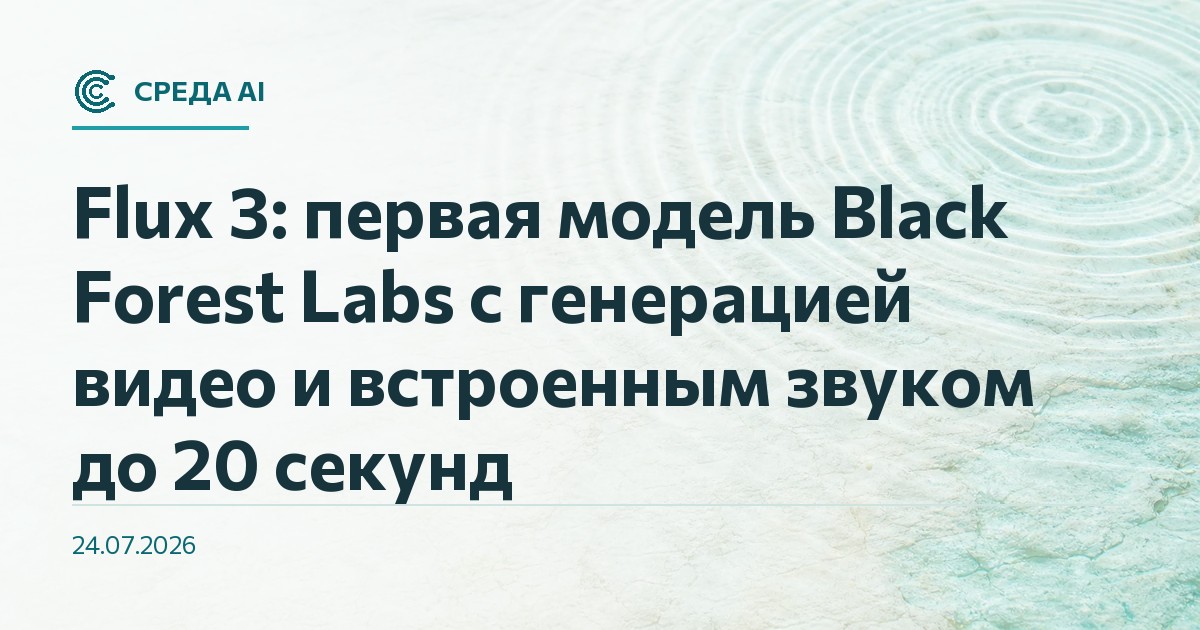 Flux 3: первая модель Black Forest Labs с генерацией видео и встроенным звуком до 20 секунд