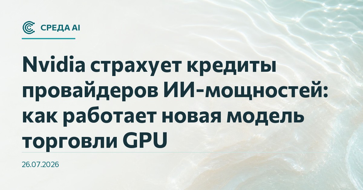 Nvidia страхует кредиты провайдеров ИИ-мощностей: как работает новая модель торговли GPU