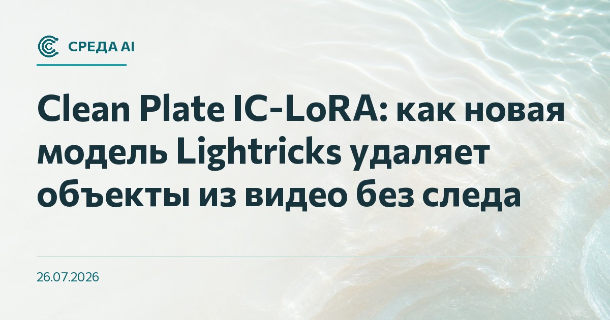 Clean Plate IC-LoRA: как новая модель Lightricks удаляет объекты из видео без следа
