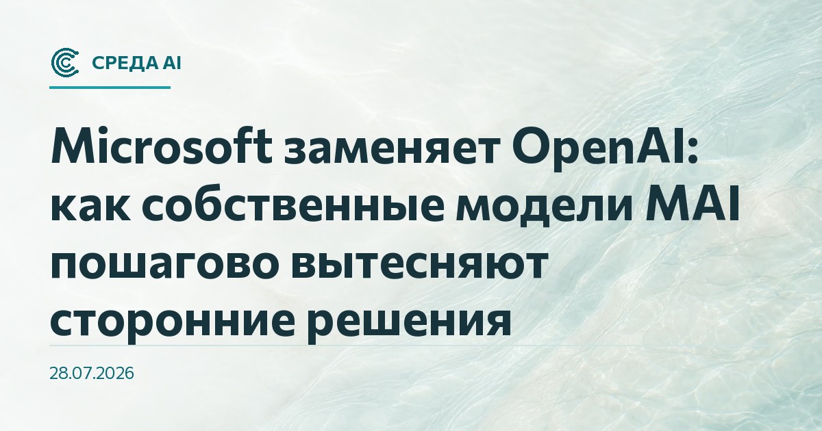 Microsoft заменяет OpenAI: как собственные модели MAI пошагово вытесняют сторонние решения