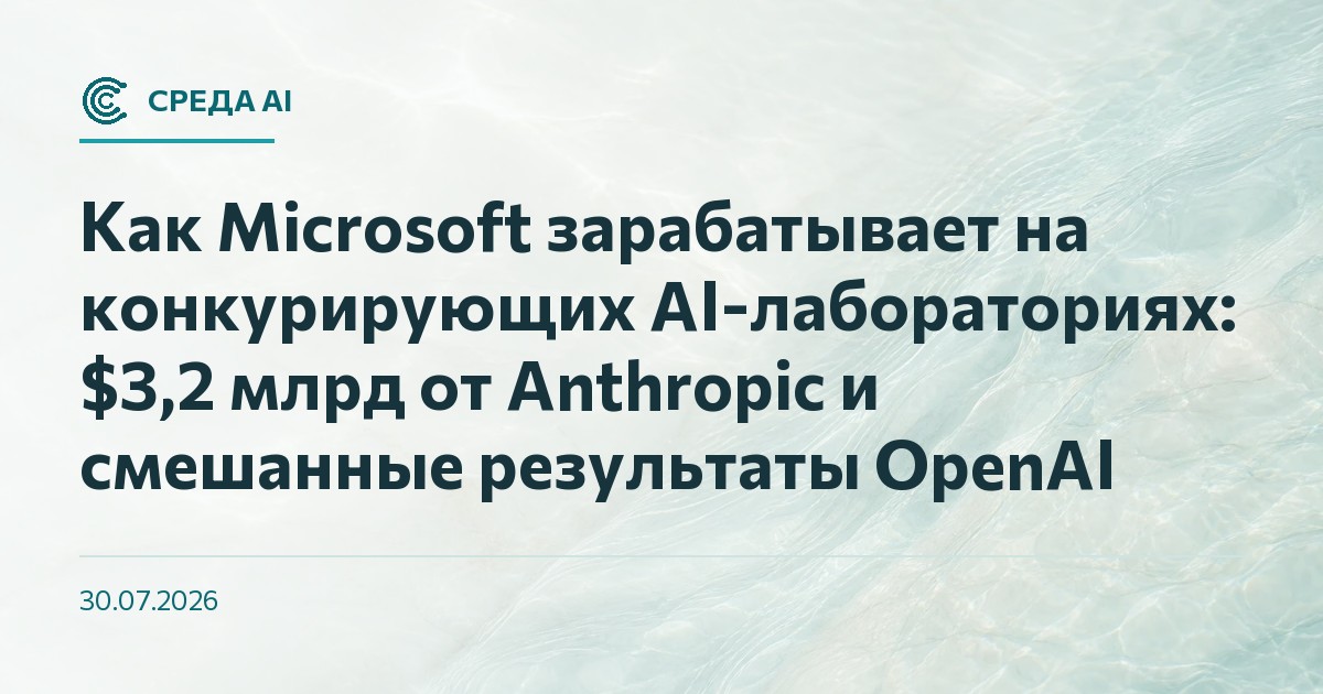 Как Microsoft зарабатывает на конкурирующих AI-лабораториях: $3,2 млрд от Anthropic и смешанные результаты OpenAI