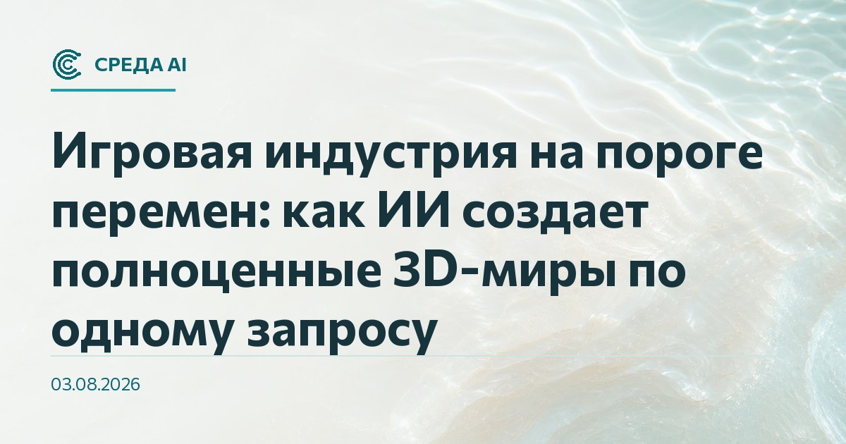 Игровая индустрия на пороге перемен: как ИИ создает полноценные 3D-миры по одному запросу