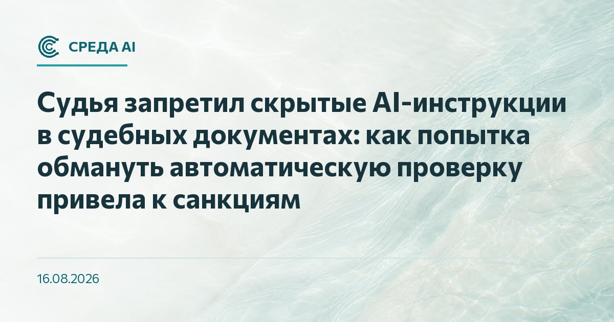 Судья запретил скрытые AI-инструкции в судебных документах: как попытка обмануть автоматическую проверку привела к санкциям
